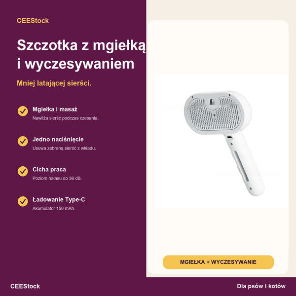 Szczotka z mgiełką Type-C dla psa i kota