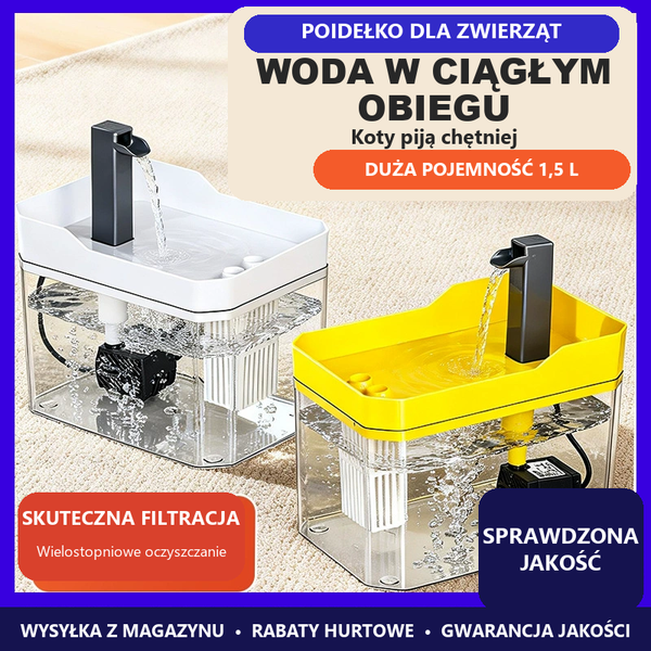 Automatyczne poidełko dla psa i kota – woda w ciągłym obiegu
