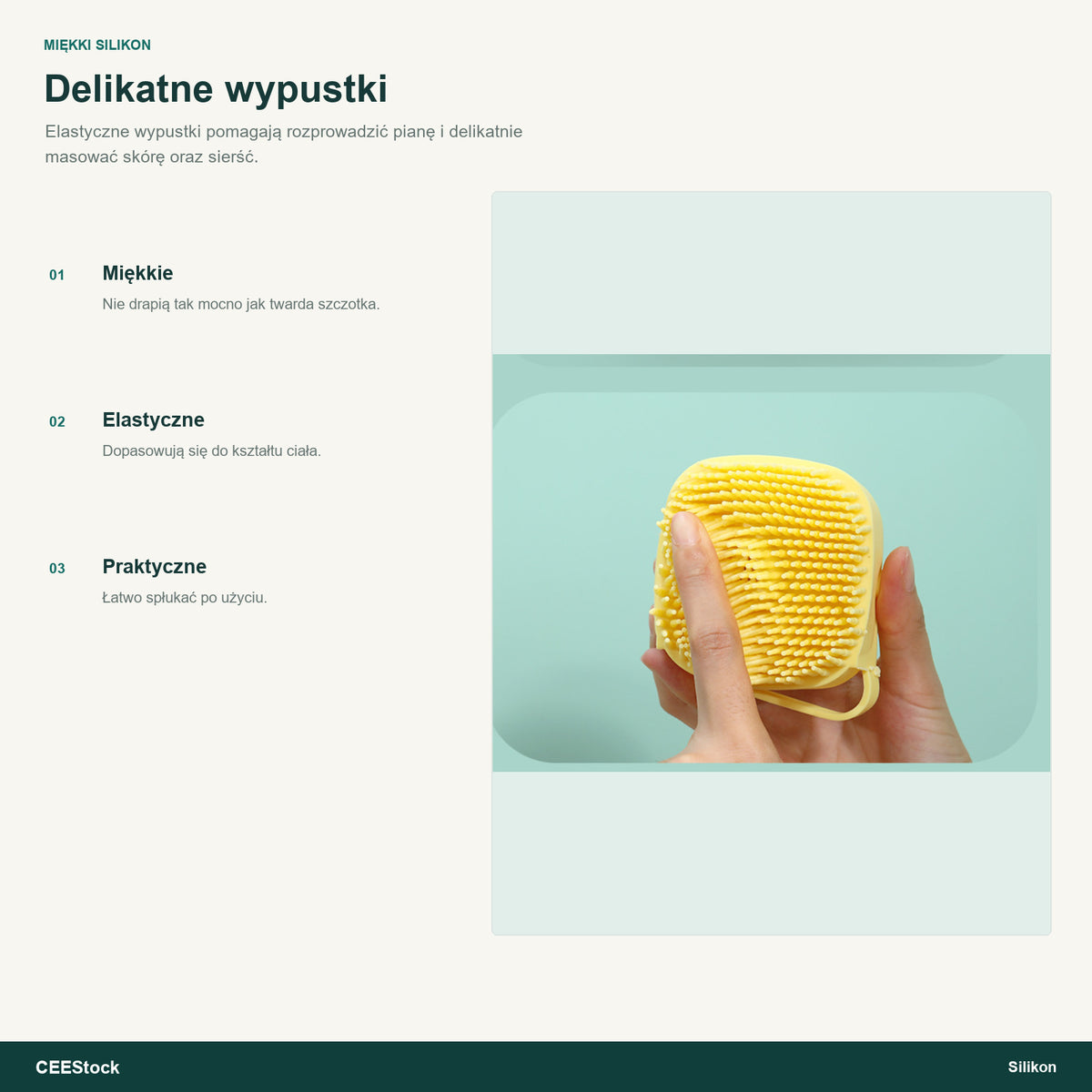 Miękkie silikonowe wypustki szczotki do kąpieli