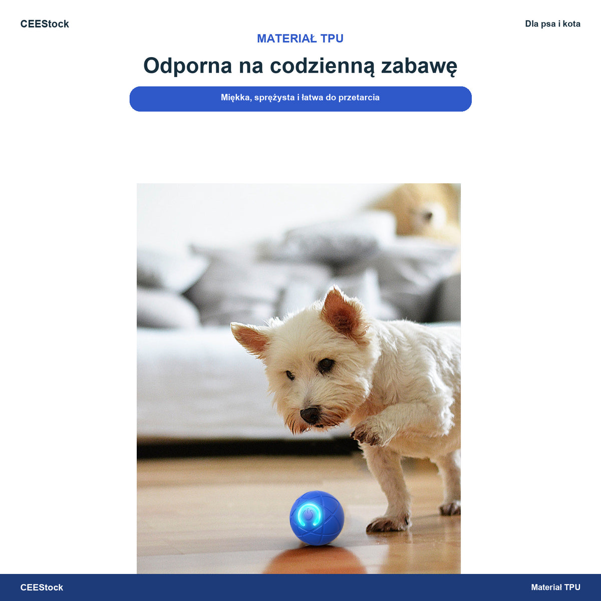 Odporna na zabawę piłka dla psa wykonana z materiału TPU