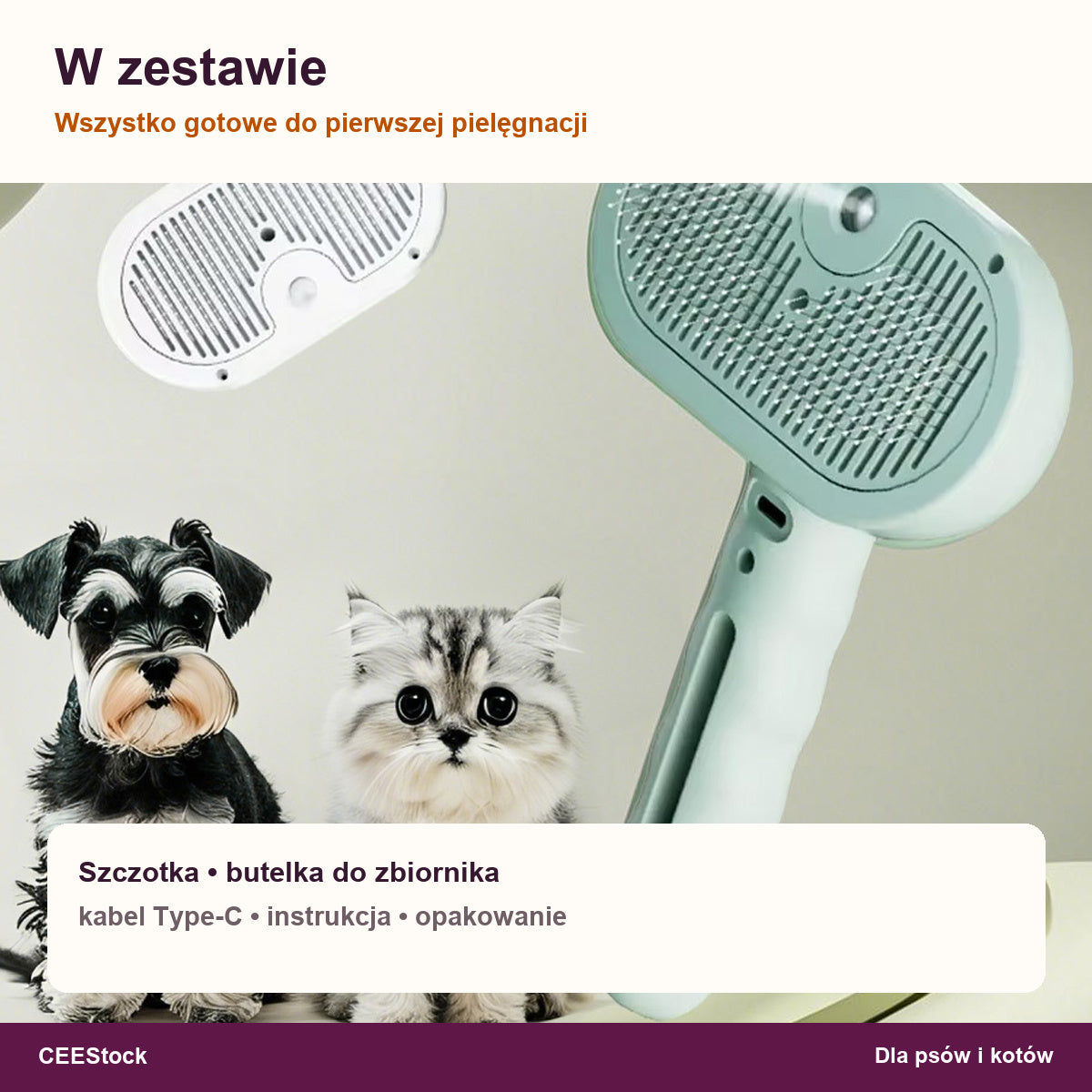 [vapor-specs] Zestaw szczotki z mgiełką dla psa i kota