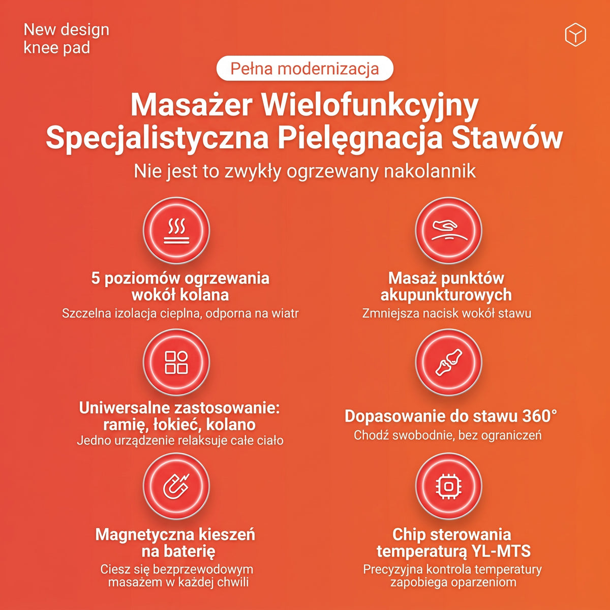 ⭐Gorąco polecane przez fizjoterapeutów— terapeutyczny masażer kolana 3w1