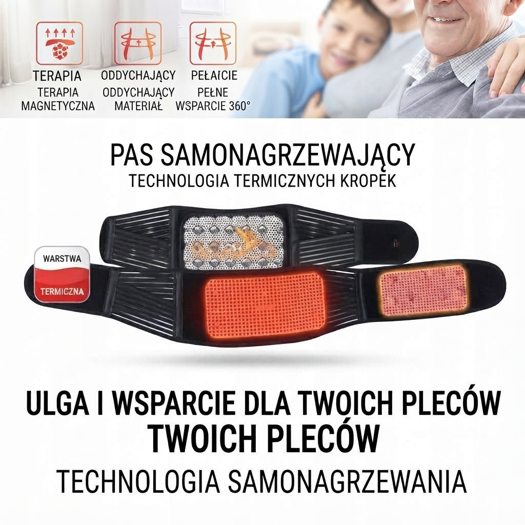 Pas lędźwiowy — pas rozłożony z widocznymi wewnętrznymi wkładkami
