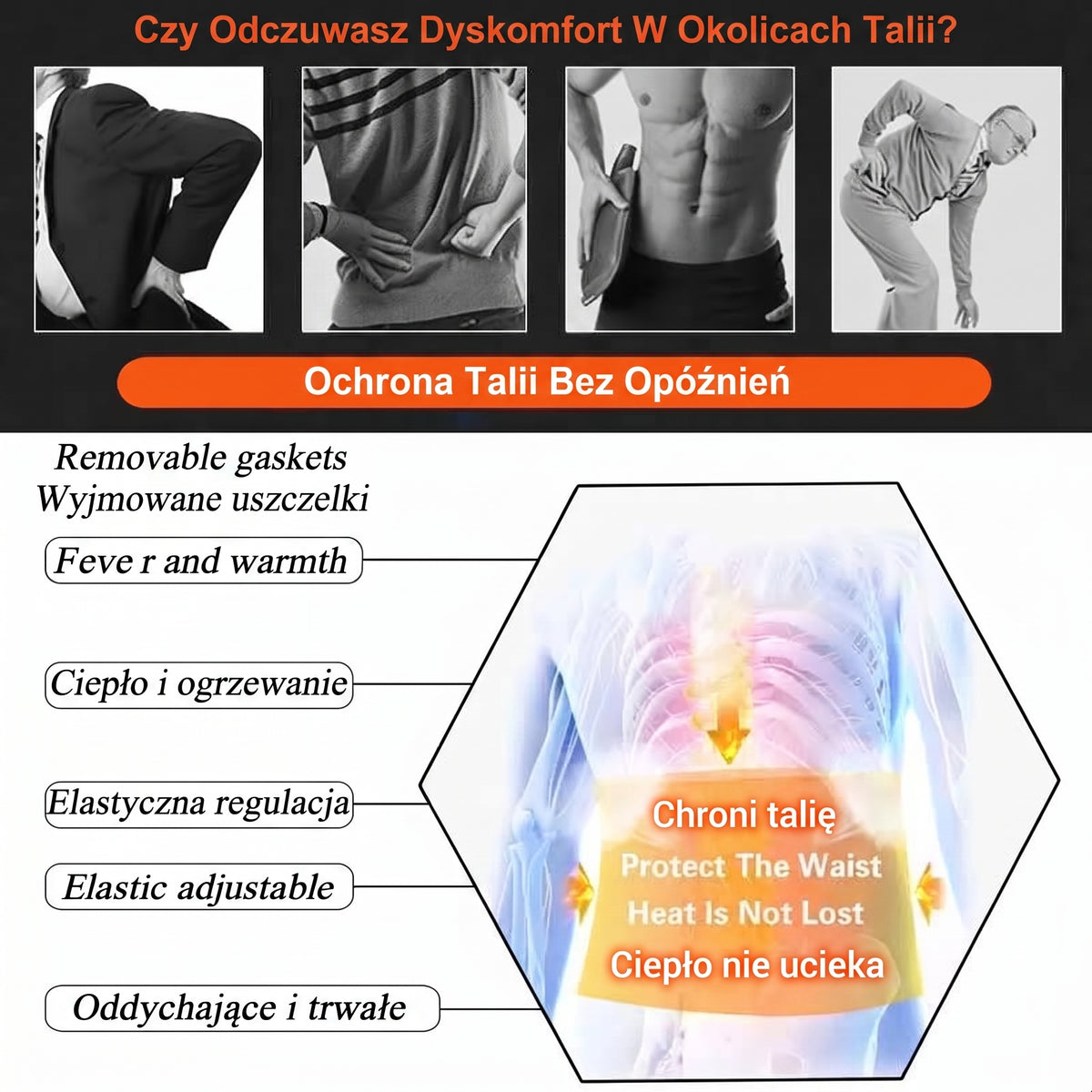 Pas lędźwiowy — infografika konstrukcji i regulacji pasa