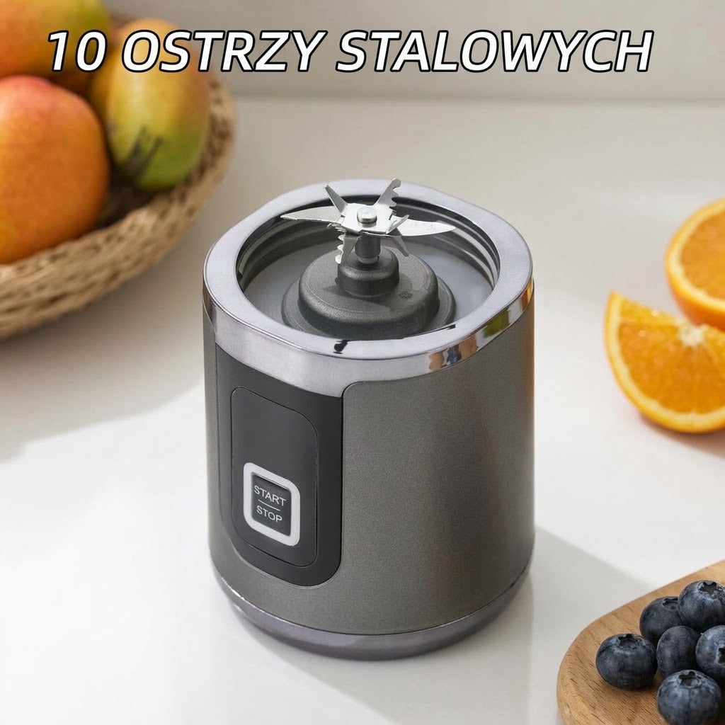 Blender przenośny — zbliżenie zespołu ostrzy w podstawie