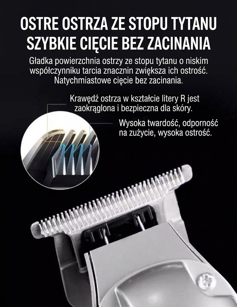 Trymer elektryczny — zbliżenie głowicy tnącej