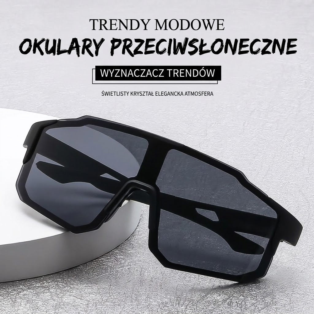 Okulary rowerowe — czarne okulary widoczne pod kątem