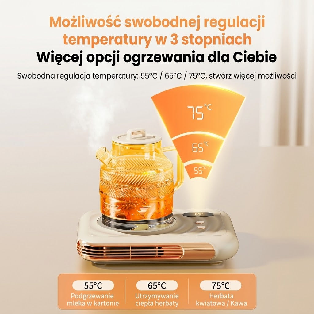 WarmDesk™ 2w1 – Inteligentny Podgrzewacz do Kubków i Ogrzewacz Dłoni na Biurko。