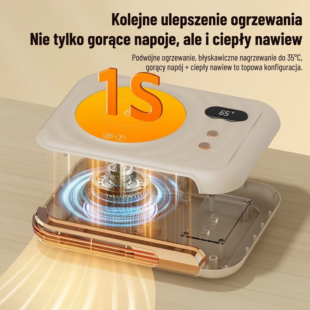 WarmDesk™ 2w1 – Inteligentny Podgrzewacz do Kubków i Ogrzewacz Dłoni na Biurko。
