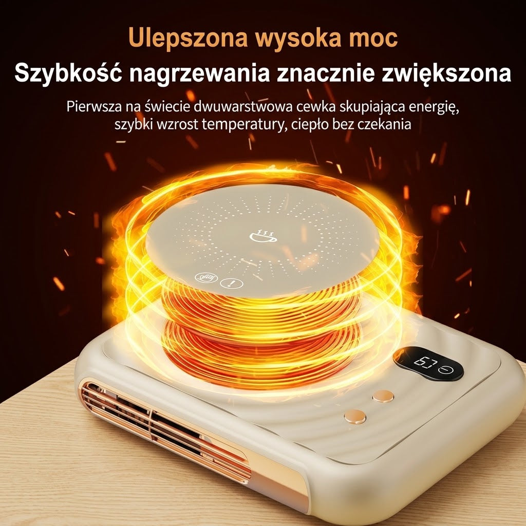 WarmDesk™ 2w1 – Inteligentny Podgrzewacz do Kubków i Ogrzewacz Dłoni na Biurko。