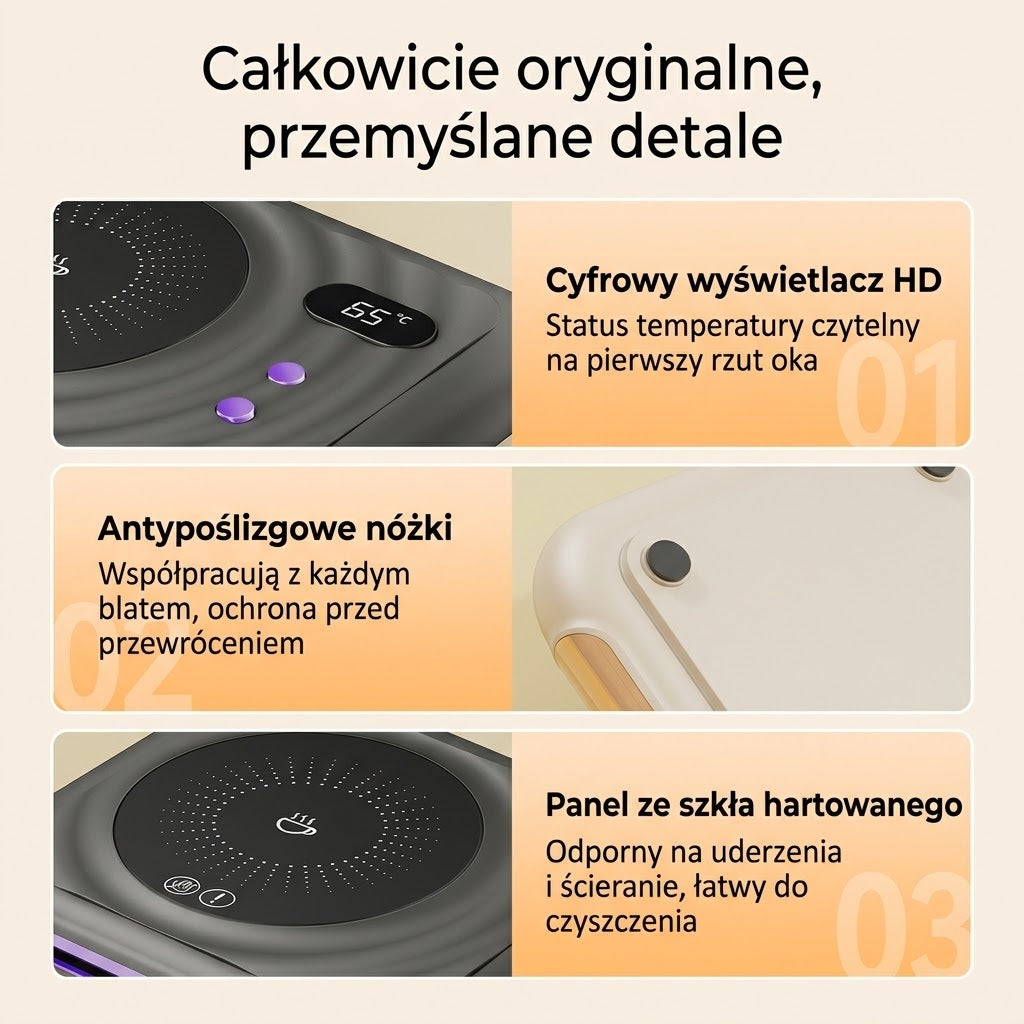 WarmDesk™ 2w1 – Inteligentny Podgrzewacz do Kubków i Ogrzewacz Dłoni na Biurko。