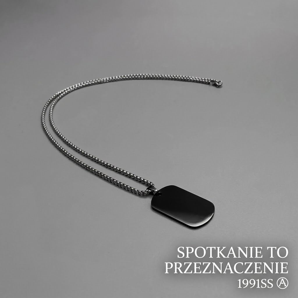 Personalizowany Czarny Nieśmiertelnik Męski z Grawerem – Stal Chirurgiczna 316L w Pudełku Prezentowym