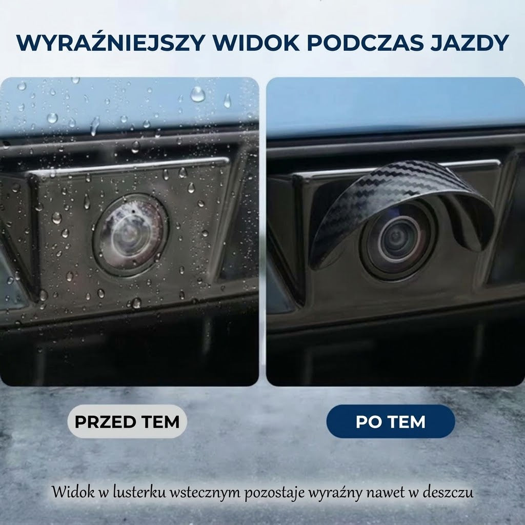 Osłona Przeciwdeszczowa Kamery Cofania – Czysty Obraz i Bezpieczne Cofanie w Deszczu (Wzór Karbon)