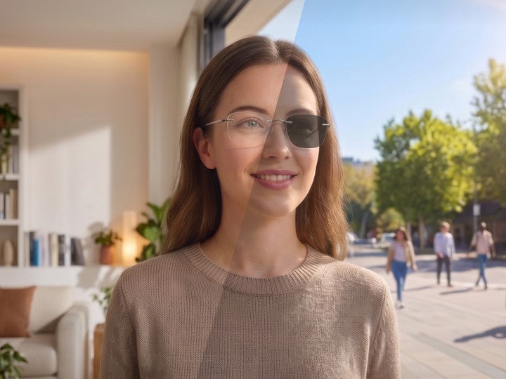 Fotochromowe okulary do czytania z filtrem światła niebieskiego